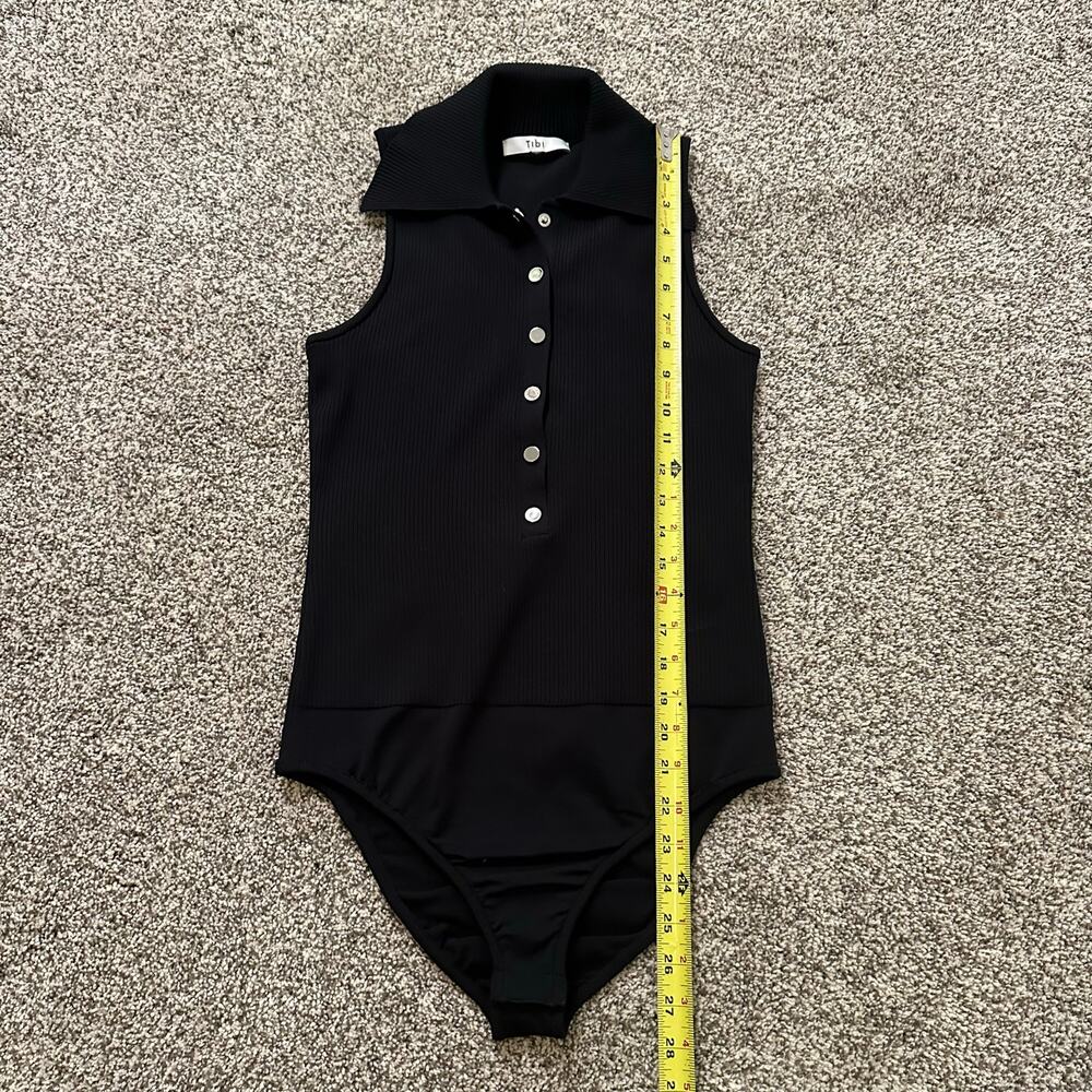 Tibi black ribbed button front sleeveless bodysuit - Picture 8 of 11
